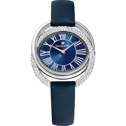 Swarovski - Duo Watch, Leather Strap, Blue, Stainless Steel - CRYSTAL UNTERBERGER