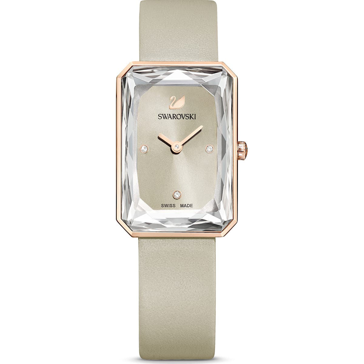 Swarovski - Uptown Uhr- Lederarmband- Schwarz- Rosegoldfarbenes PVD-Finish - CRYSTAL UNTERBERGER