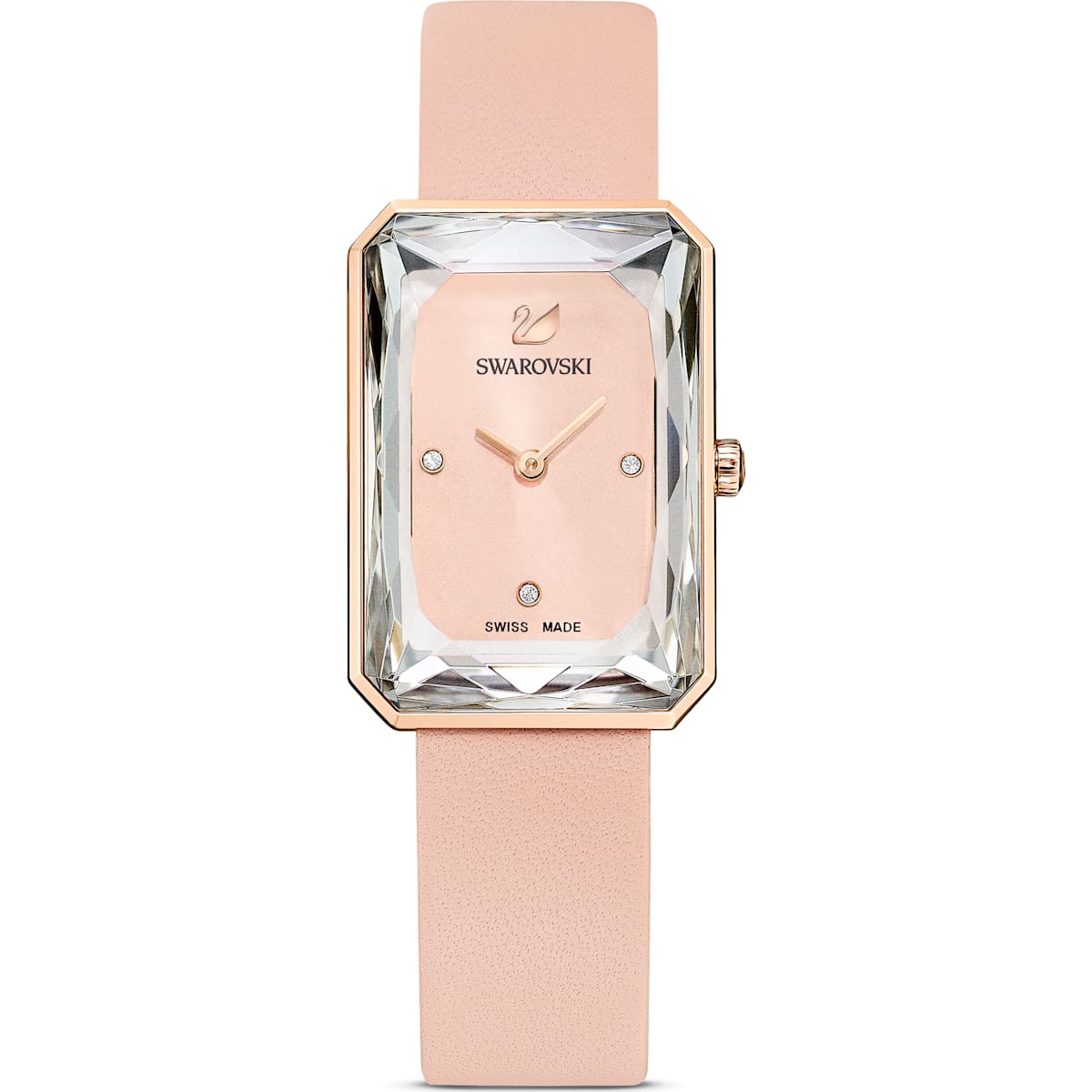 Swarovski - Uptown Uhr- Lederarmband- Schwarz- Rosegoldfarbenes PVD-Finish - CRYSTAL UNTERBERGER