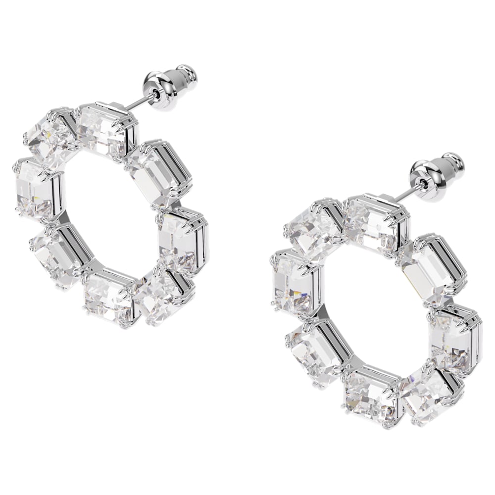 Swarovski - Millenia Kreolen Kreis, Oktagon-Schliff, Weiß, Rhodiniert - CRYSTAL UNTERBERGER