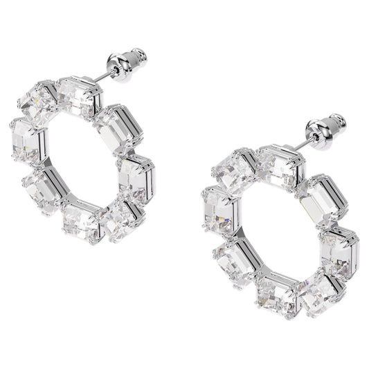 Swarovski - Millenia Kreolen Kreis, Oktagon-Schliff, Weiß, Rhodiniert - CRYSTAL UNTERBERGER