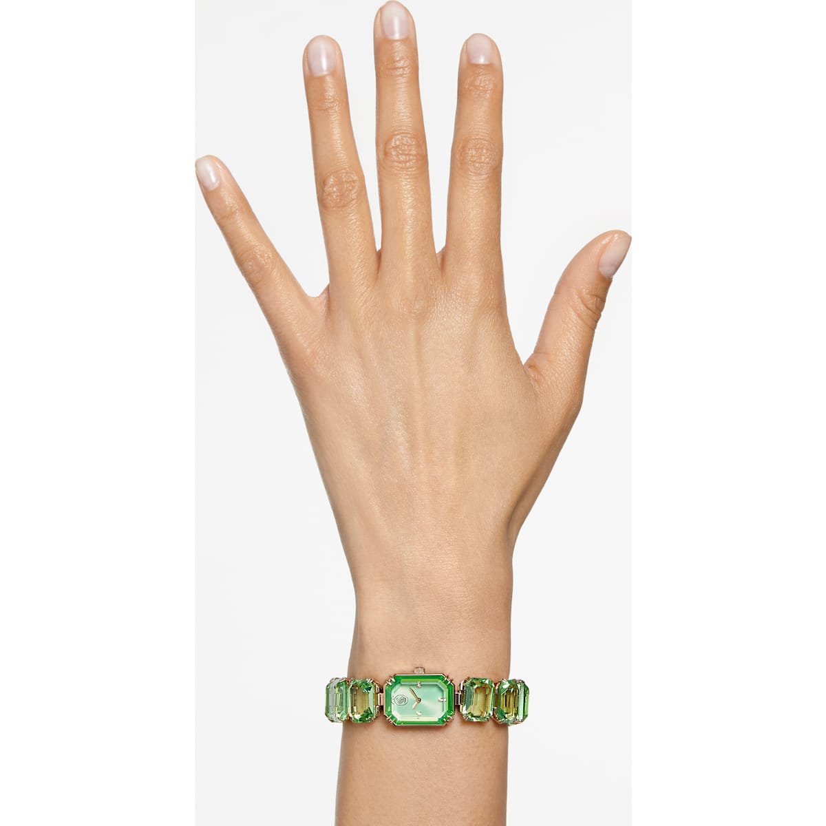 Swarovski - Uhr Armband im Oktagon-Schliff, Grün, Champagne-vergoldetes Finish - CRYSTAL UNTERBERGER