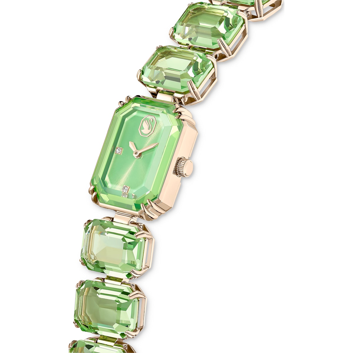 Swarovski - Uhr Armband im Oktagon-Schliff, Grün, Champagne-vergoldetes Finish - CRYSTAL UNTERBERGER