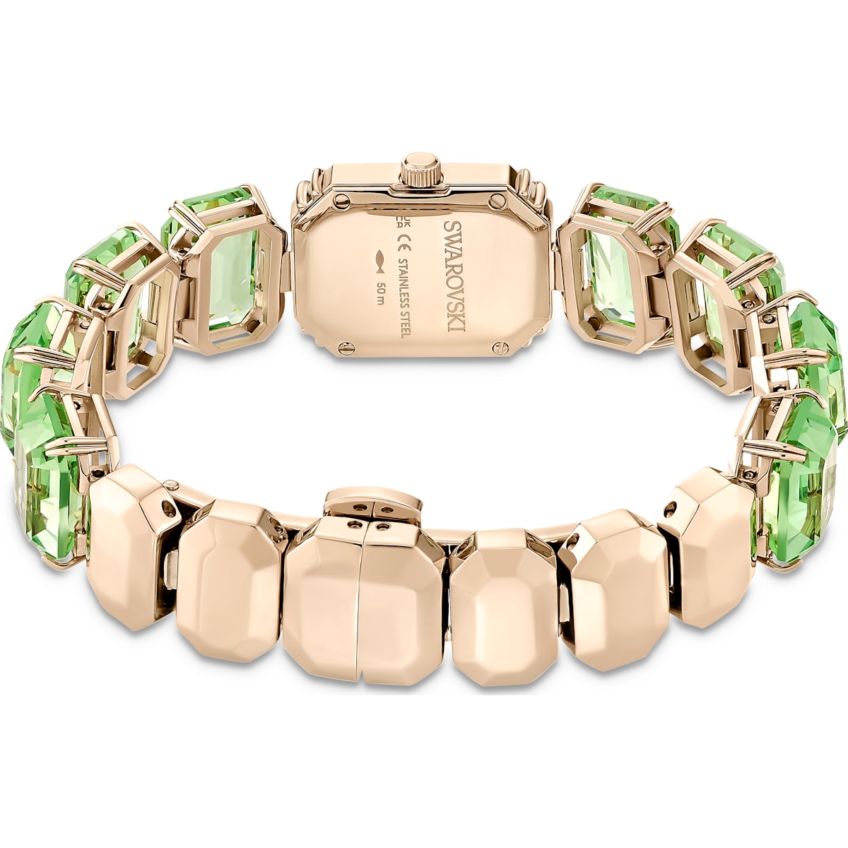 Swarovski - Uhr Armband im Oktagon-Schliff, Grün, Champagne-vergoldetes Finish - CRYSTAL UNTERBERGER