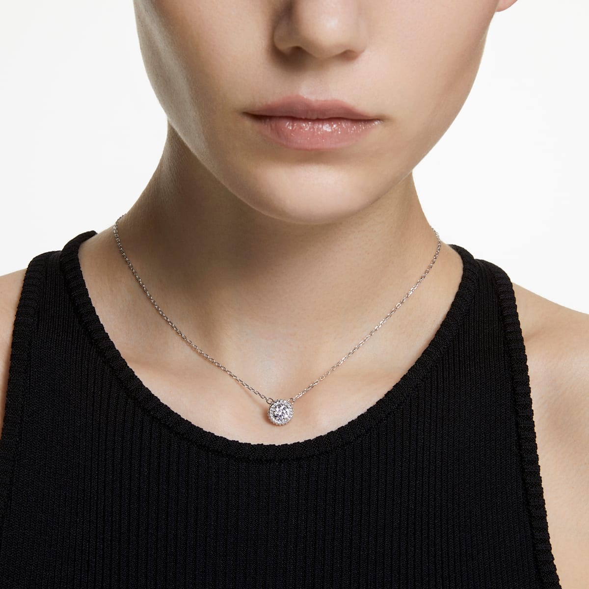 Swarovski - Constella Anhänger Rundschliff, Pavé, Weiß, Rhodiniert - CRYSTAL UNTERBERGER