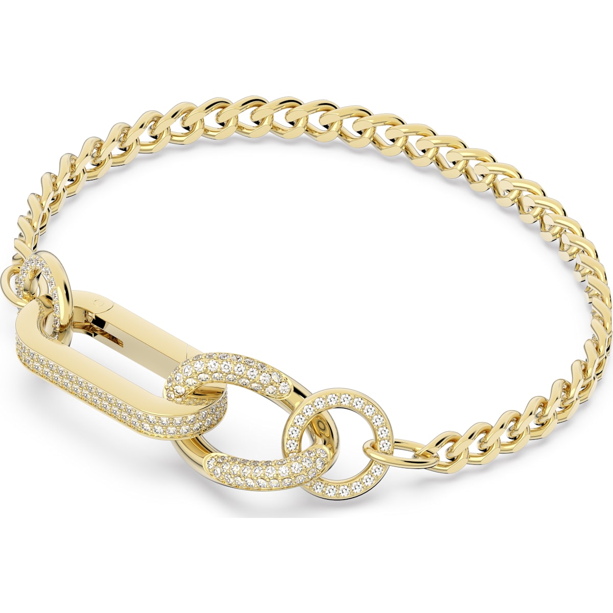 Dextera Armband Pavé, Gemischte Glieder, Weiß, Goldlegierungsschicht - CRYSTAL UNTERBERGER