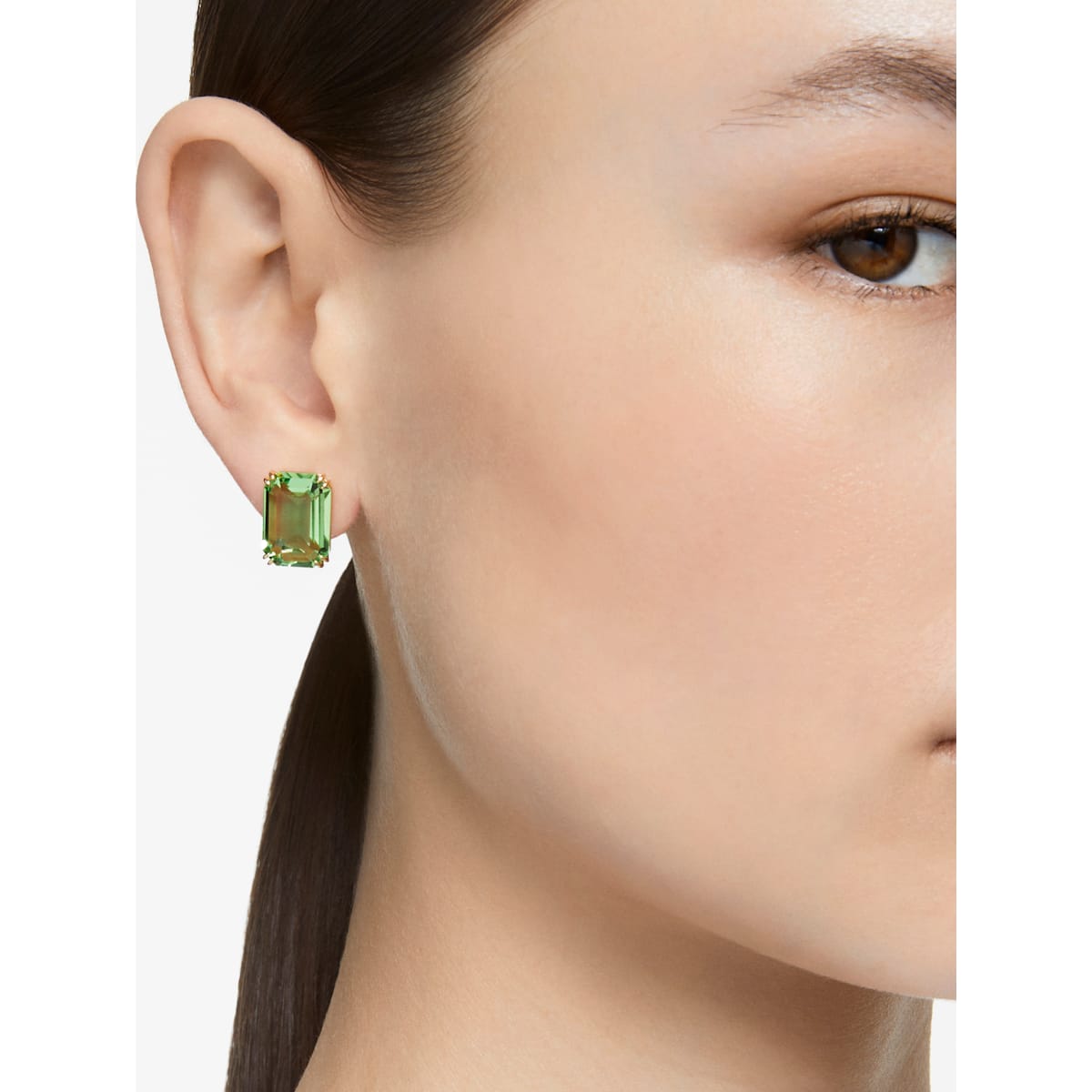 Swarovski - Millenia Ohrstecker Oktagon-Schliff, Grün, Goldlegierungsschicht - CRYSTAL UNTERBERGER