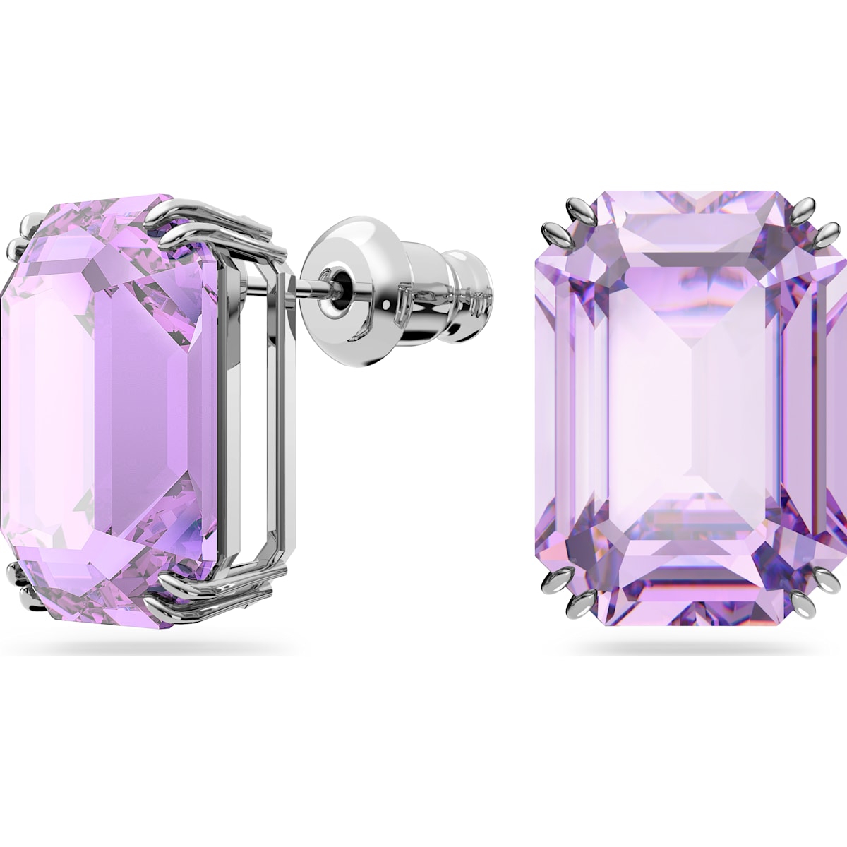 Swarovski - Millenia Ohrstecker Oktagon-Schliff, Violett, Rhodiniert - CRYSTAL UNTERBERGER