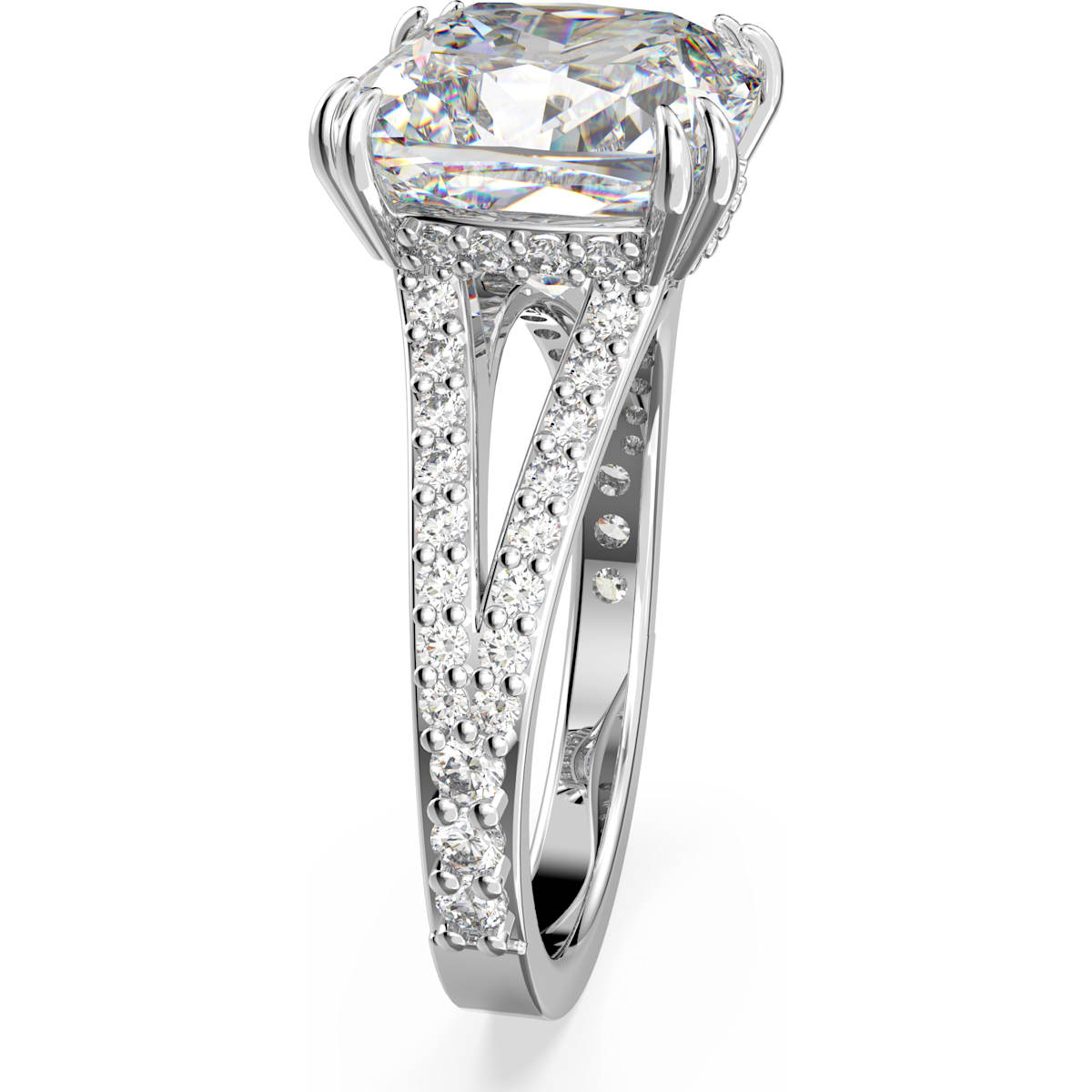 Swarovski - Constella Cocktailring Kissenschliff, Pavé, Weiß, Rhodiniert - CRYSTAL UNTERBERGER