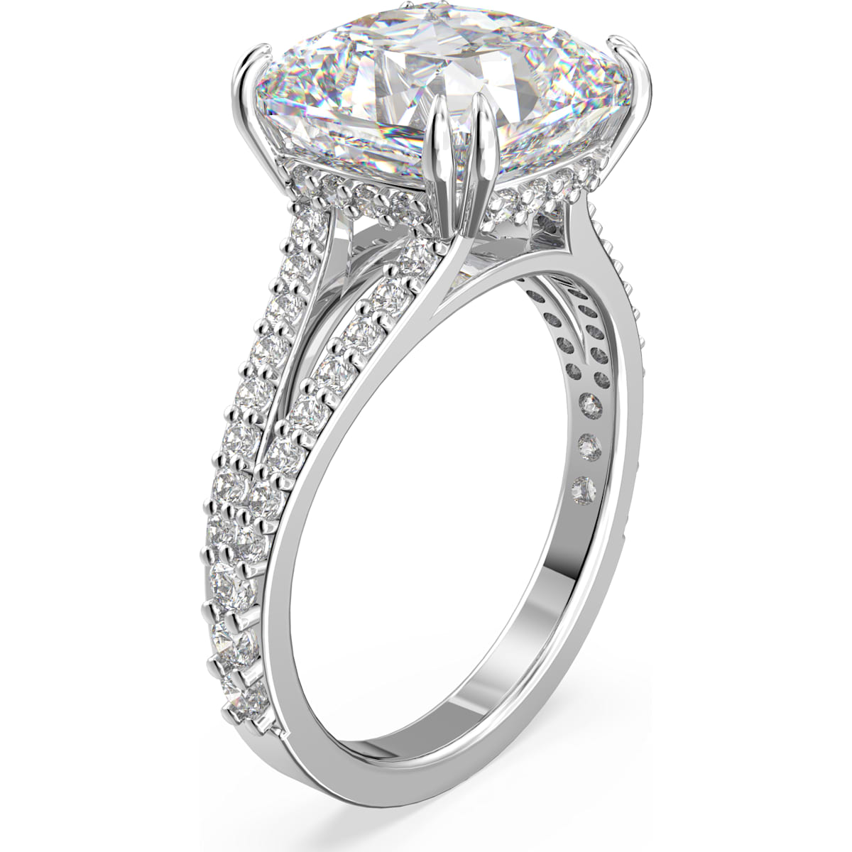 Swarovski - Constella Cocktailring Kissenschliff, Pavé, Weiß, Rhodiniert - CRYSTAL UNTERBERGER