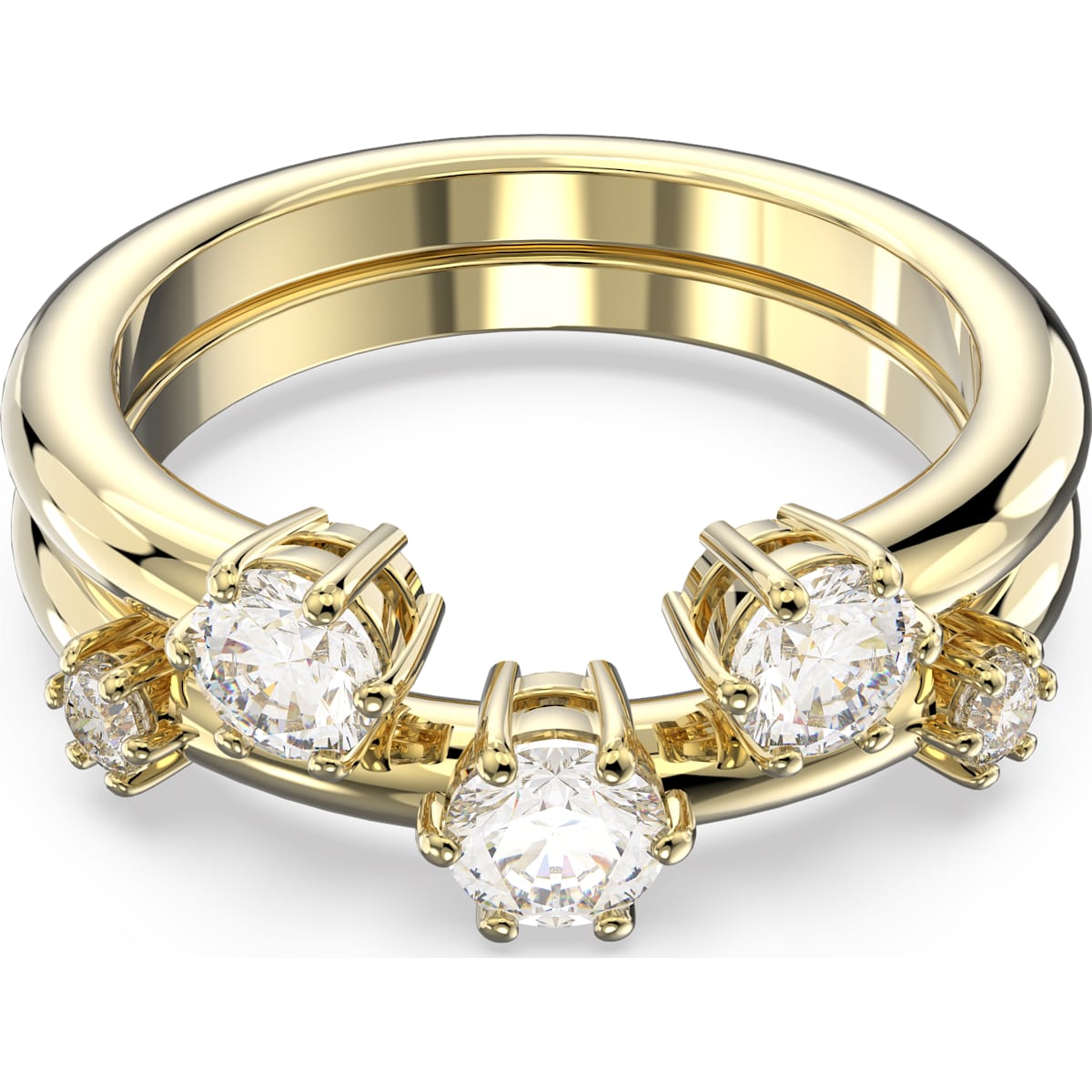Swarovski - Constella Ring, Set (2), Rundschliff, Weiß, Goldlegierungsschicht - CRYSTAL UNTERBERGER