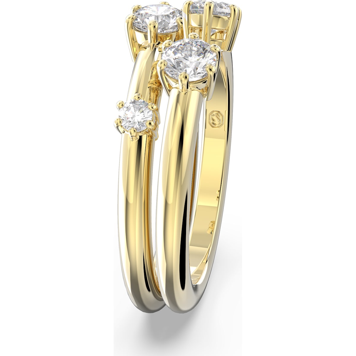 Swarovski - Constella Ring, Set (2), Rundschliff, Weiß, Goldlegierungsschicht - CRYSTAL UNTERBERGER