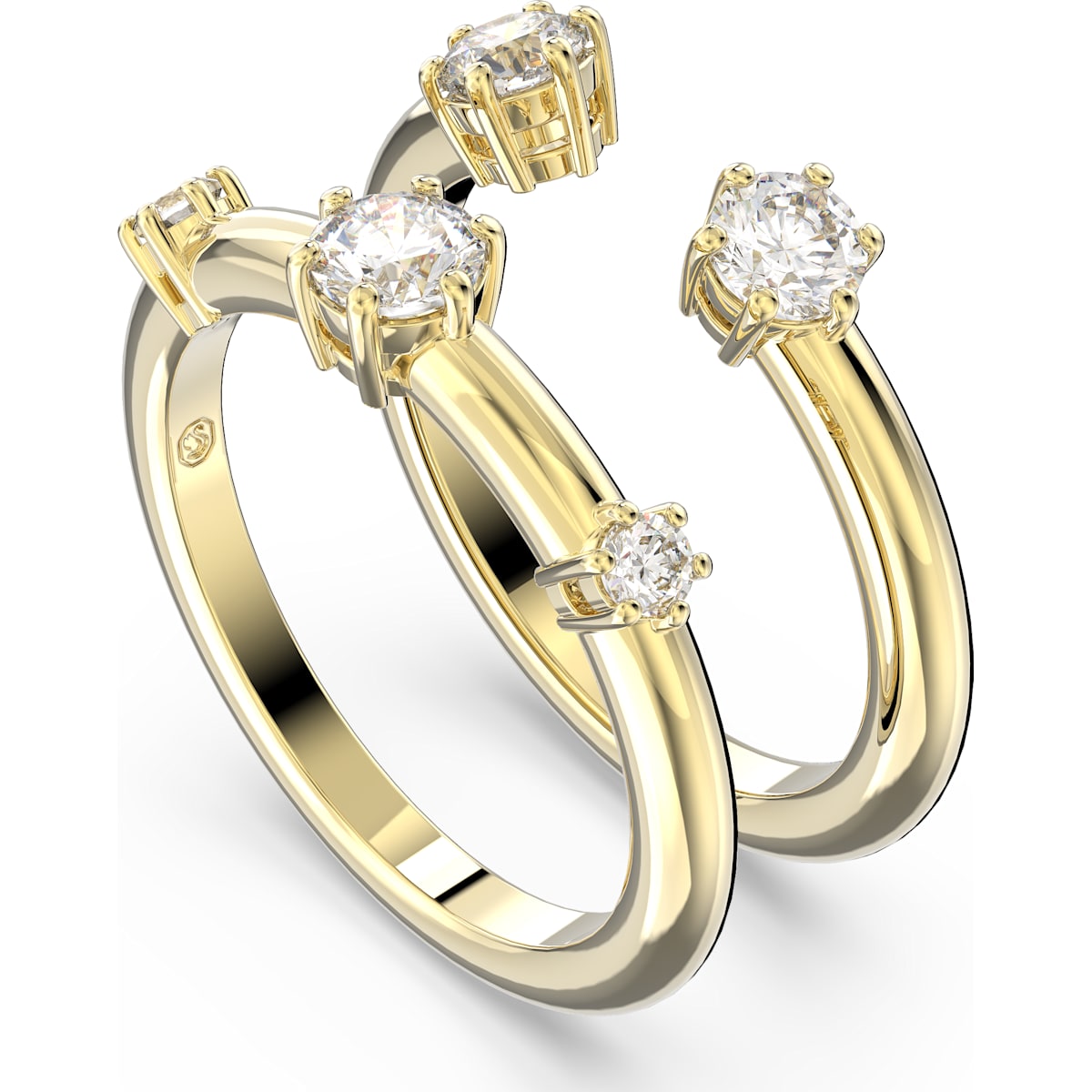 Swarovski - Constella Ring, Set (2), Rundschliff, Weiß, Goldlegierungsschicht - CRYSTAL UNTERBERGER
