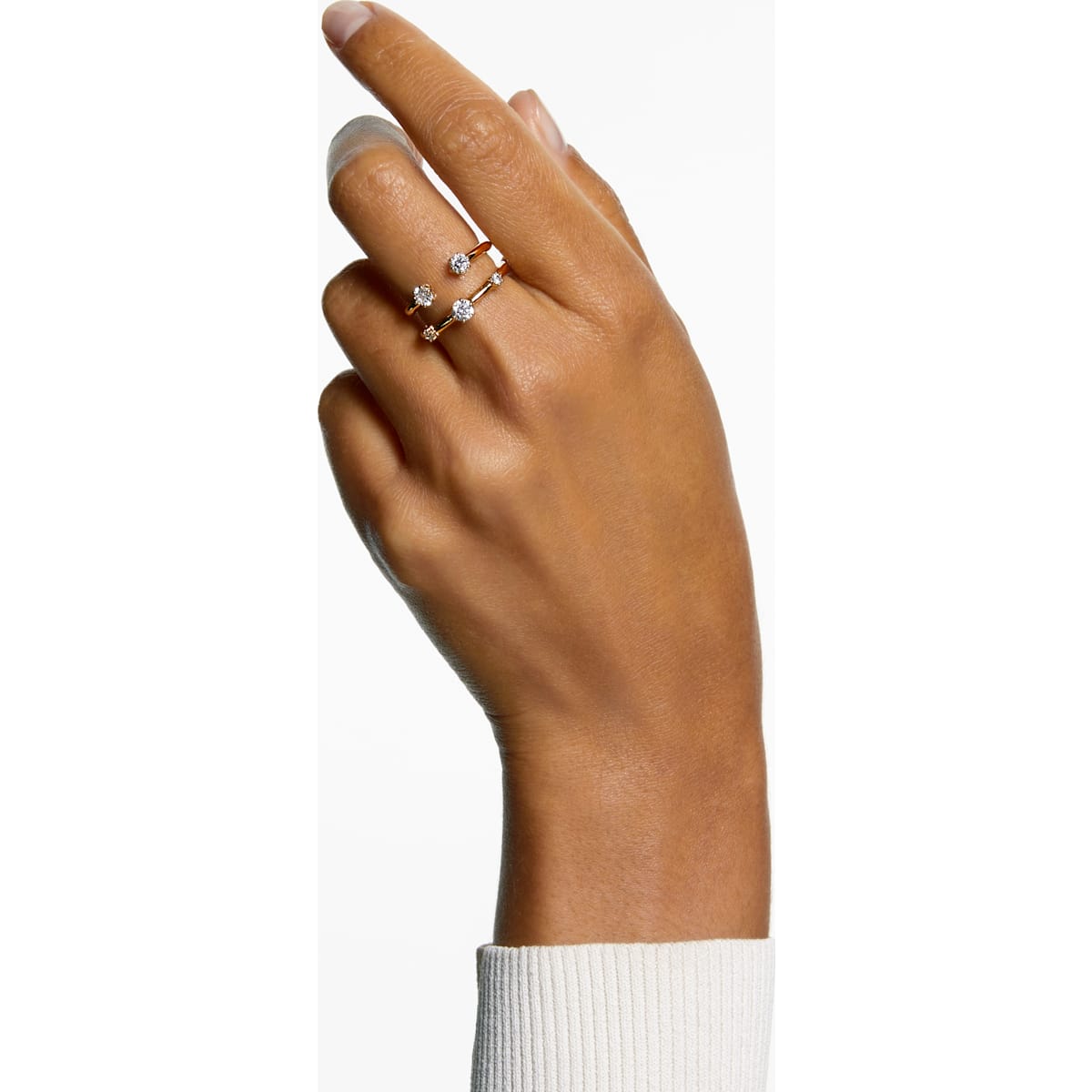 Swarovski - Constella Ring, Set (2), Rundschliff, Weiß, Goldlegierungsschicht - CRYSTAL UNTERBERGER