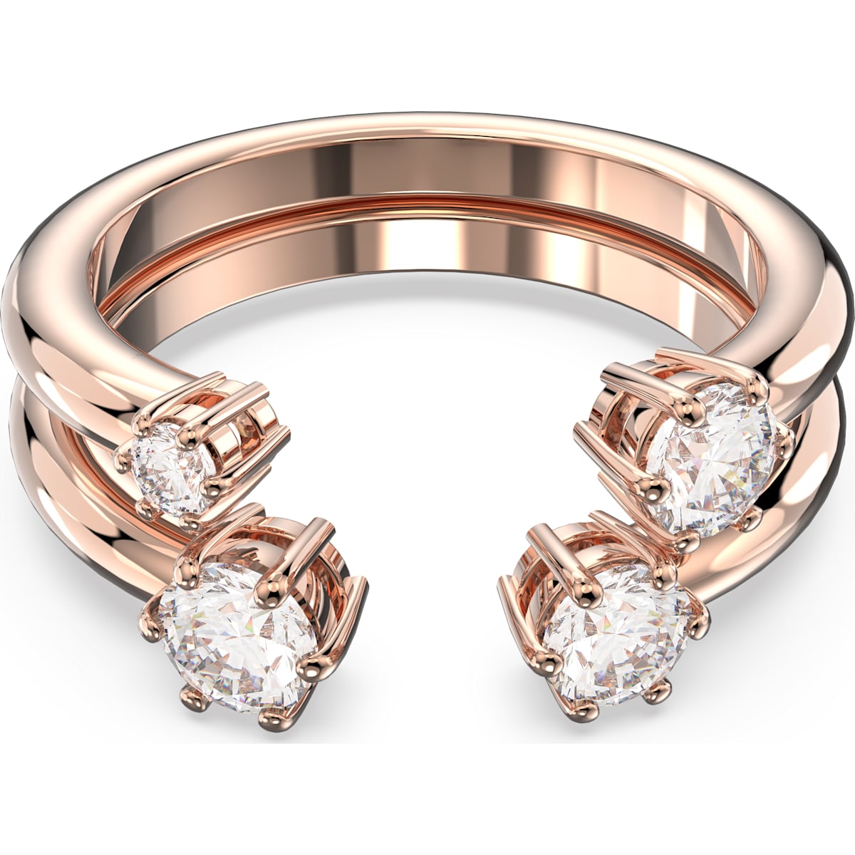 Swarovski - Constella Ring Set (2), Rundschliff, Weiß, Roségold-Legierungsschicht - CRYSTAL UNTERBERGER