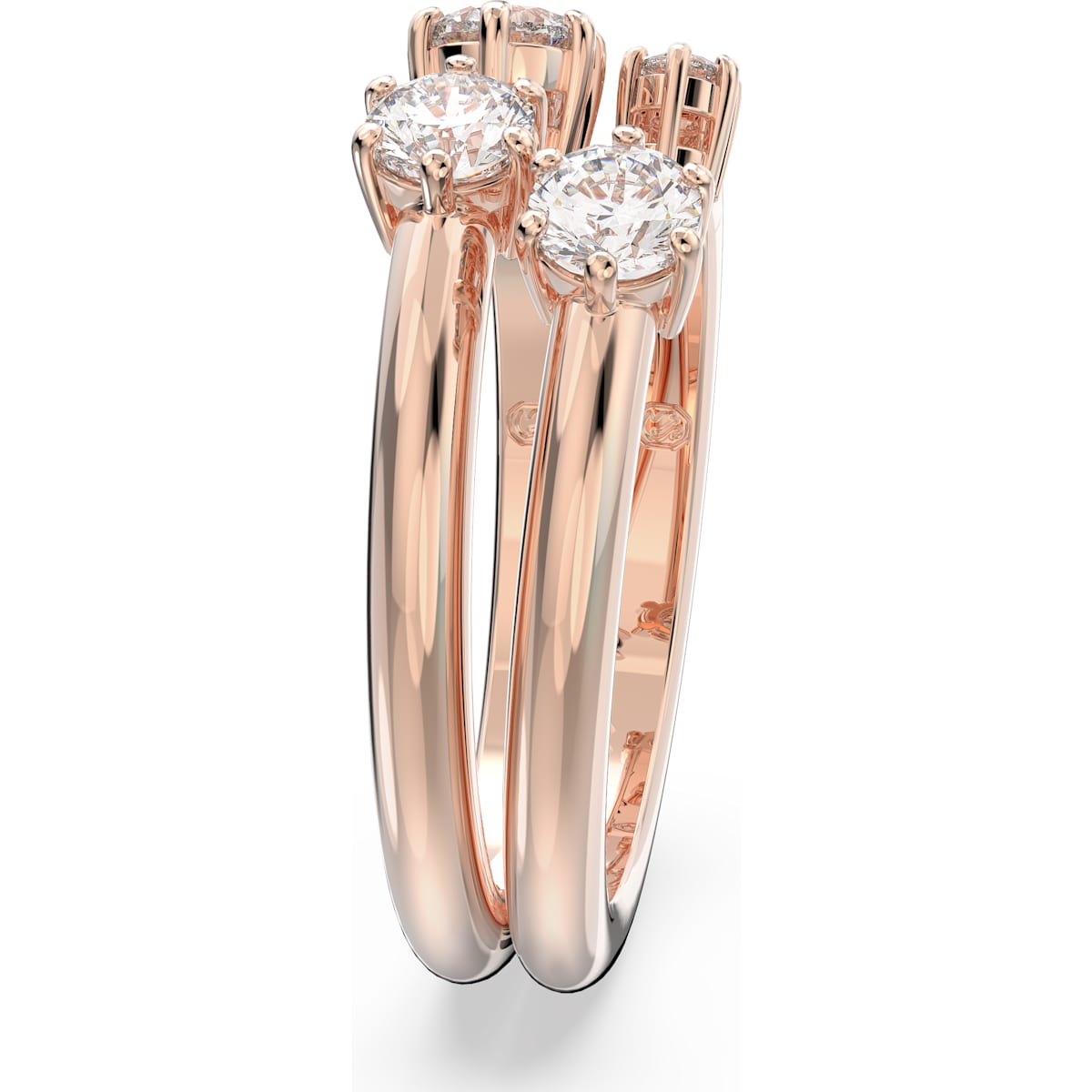 Swarovski - Constella Ring Set (2), Rundschliff, Weiß, Roségold-Legierungsschicht - CRYSTAL UNTERBERGER