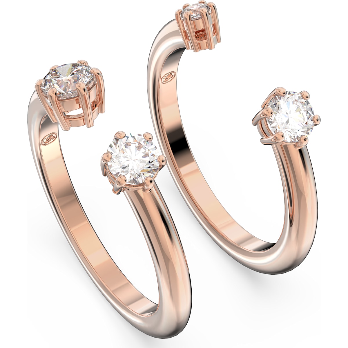 Swarovski - Constella Ring Set (2), Rundschliff, Weiß, Roségold-Legierungsschicht - CRYSTAL UNTERBERGER