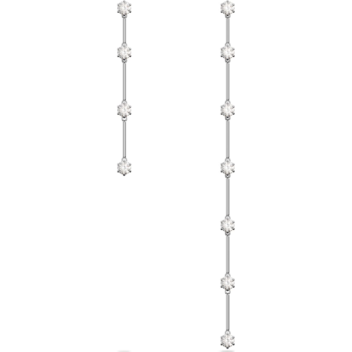 Swarovski - Constella Drop-Ohrhänger Asymmetrisches Design, Weiß, Rhodiniert - CRYSTAL UNTERBERGER