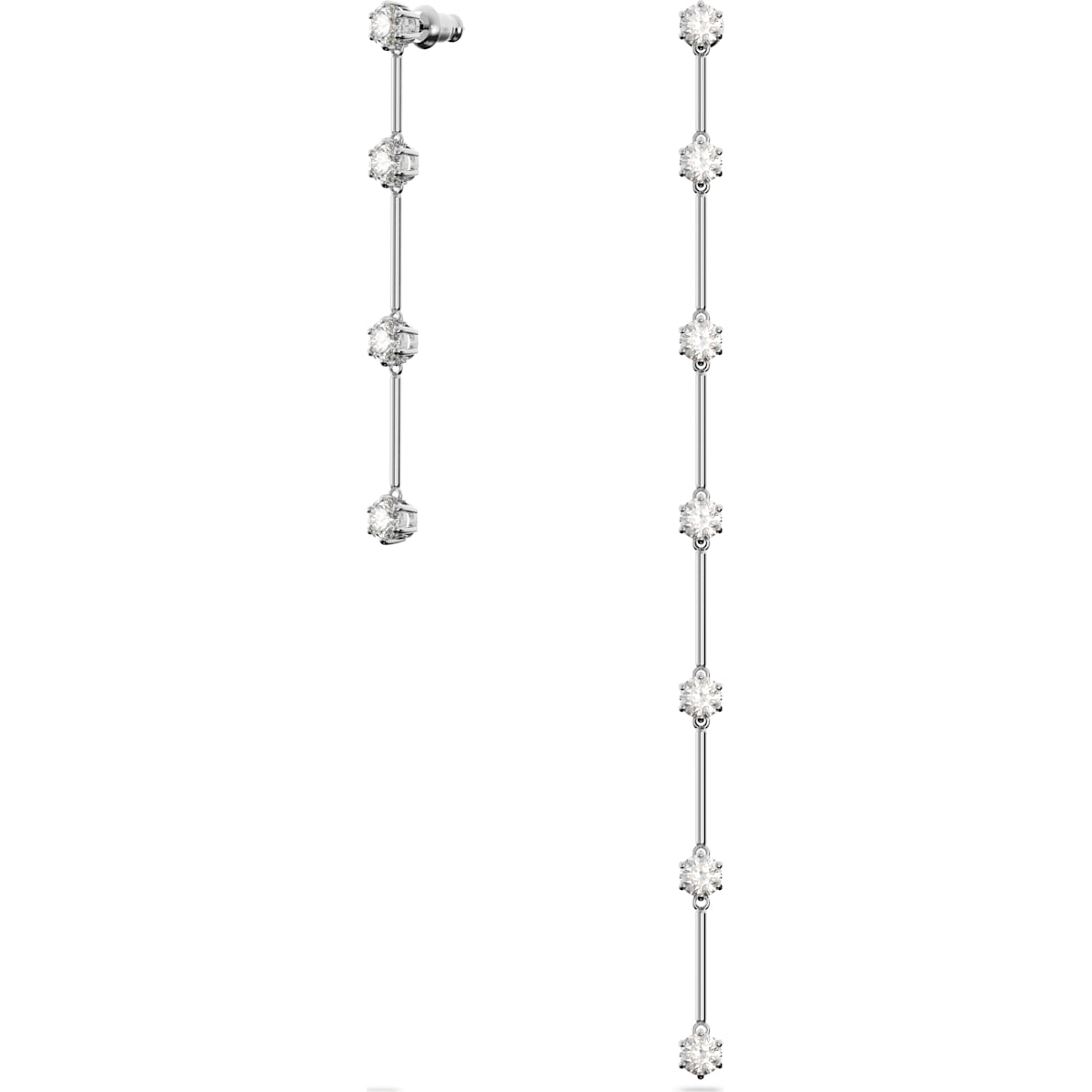Swarovski - Constella Drop-Ohrhänger Asymmetrisches Design, Weiß, Rhodiniert - CRYSTAL UNTERBERGER