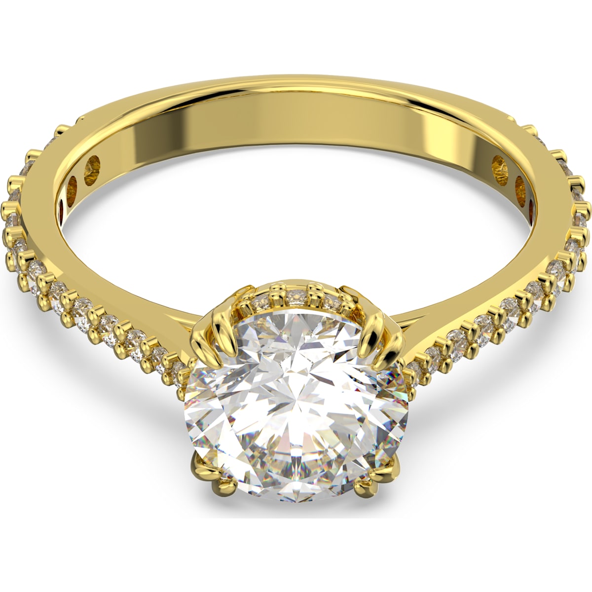 Swarovski - Constella Cocktailring Princess-Schliff, Pavé, Weiß, Goldlegierungsschicht - CRYSTAL UNTERBERGER