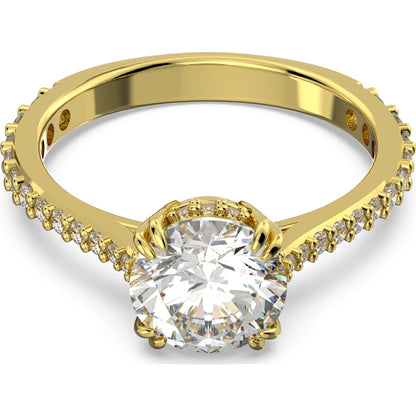Swarovski - Constella Cocktailring Princess-Schliff, Pavé, Weiß, Goldlegierungsschicht - CRYSTAL UNTERBERGER