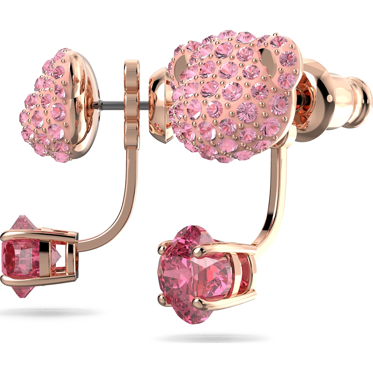 Swarovski - Teddy Drop-Ohrhänger Rosa, Roségold-Legierungsschicht - CRYSTAL UNTERBERGER