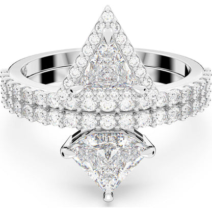 Swarovski - Ortyx Ring Trilliant-Schliff, Weiß, Rhodiniert - CRYSTAL UNTERBERGER