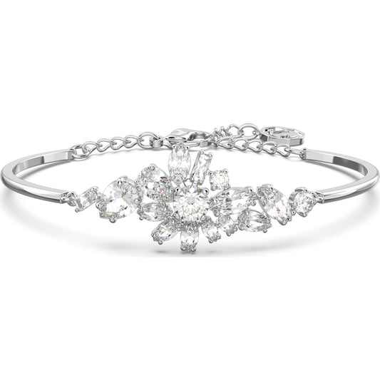 Swarovski - Gema Armreif Blume, Weiß, Rhodiniert - CRYSTAL UNTERBERGER