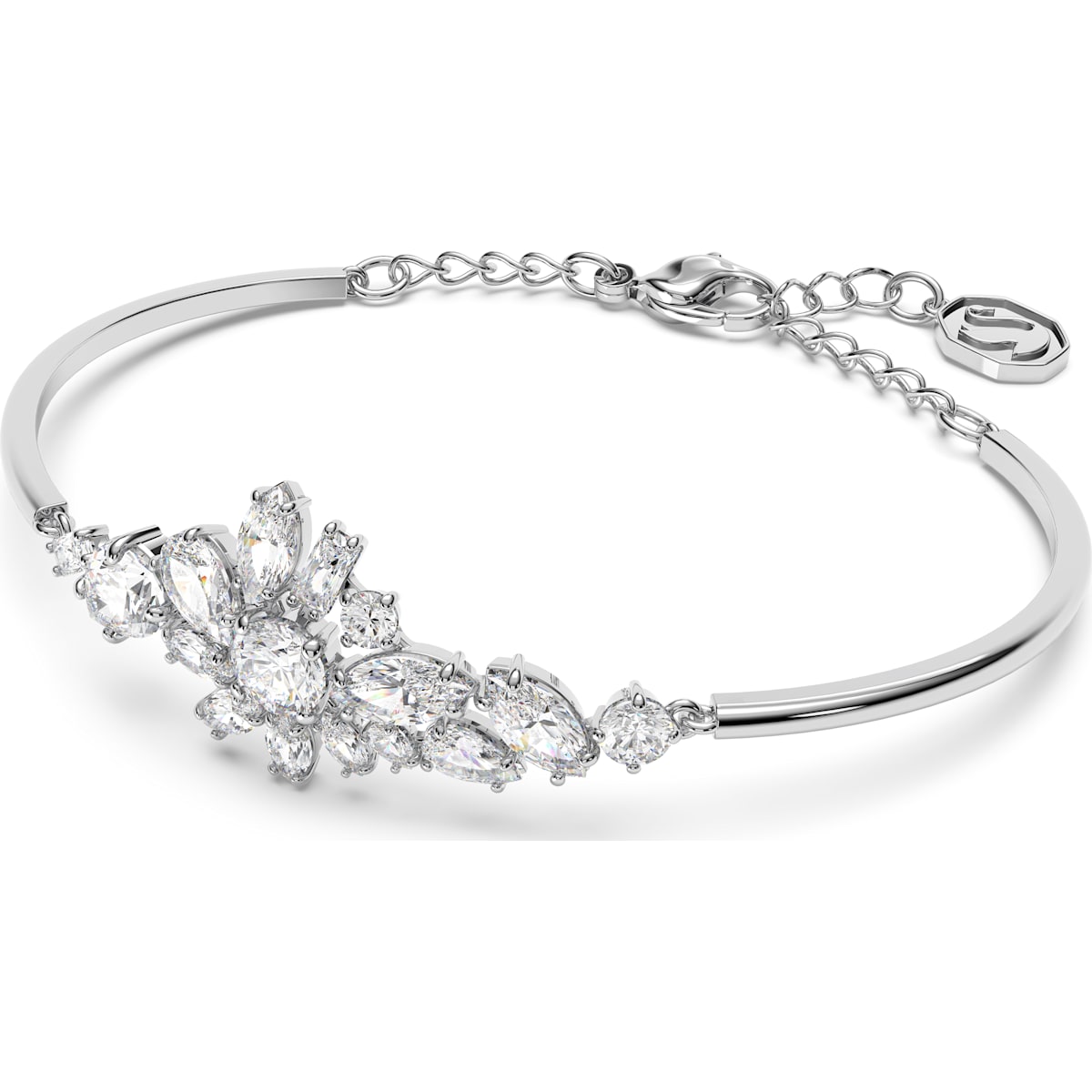 Swarovski - Gema Armreif Blume, Weiß, Rhodiniert - CRYSTAL UNTERBERGER