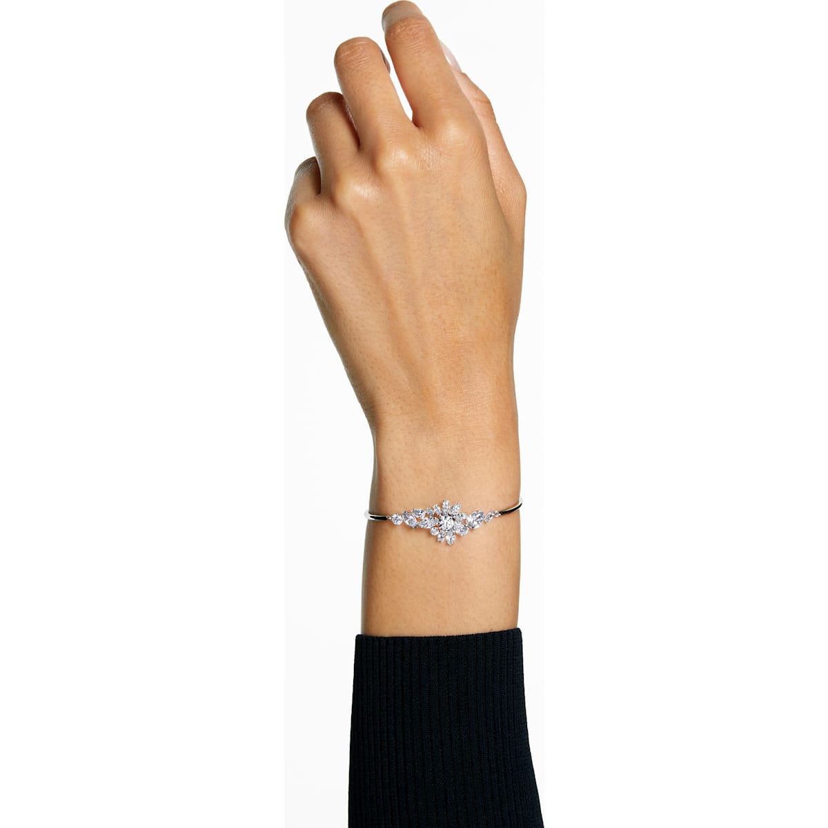 Swarovski - Gema Armreif Blume, Weiß, Rhodiniert - CRYSTAL UNTERBERGER