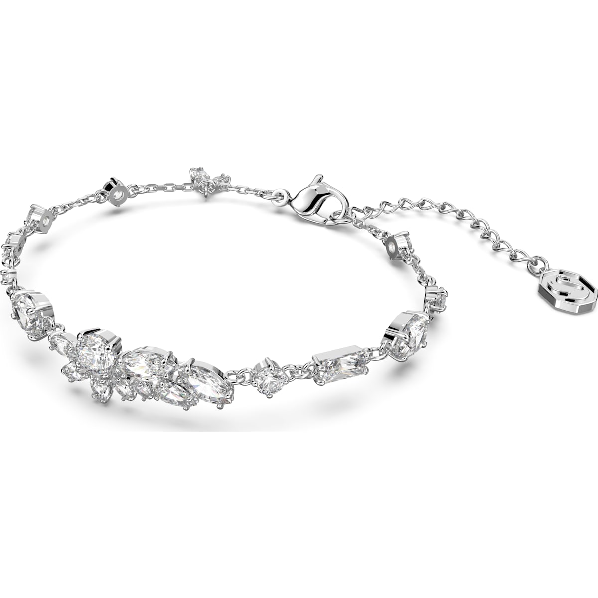 Swarovski - Gema Armband Verschiedene Schliffe, Blume, Weiß, Rhodiniert - CRYSTAL UNTERBERGER