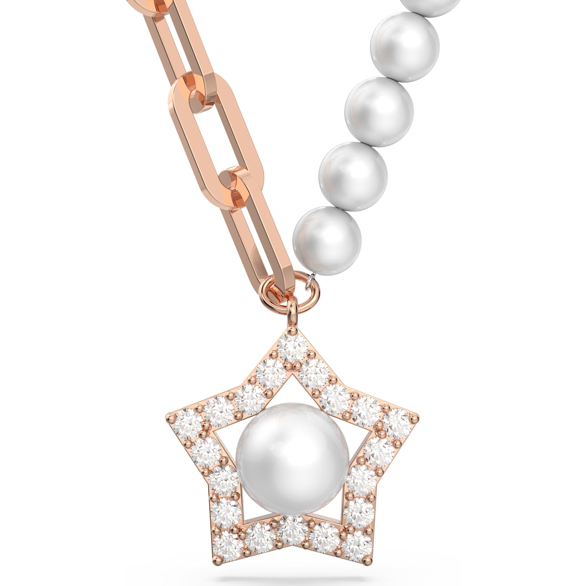 Swarovski - Stella Anhänger Kristallperlen, Stern, Weiß, Roségold-Legierungsschicht - CRYSTAL UNTERBERGER