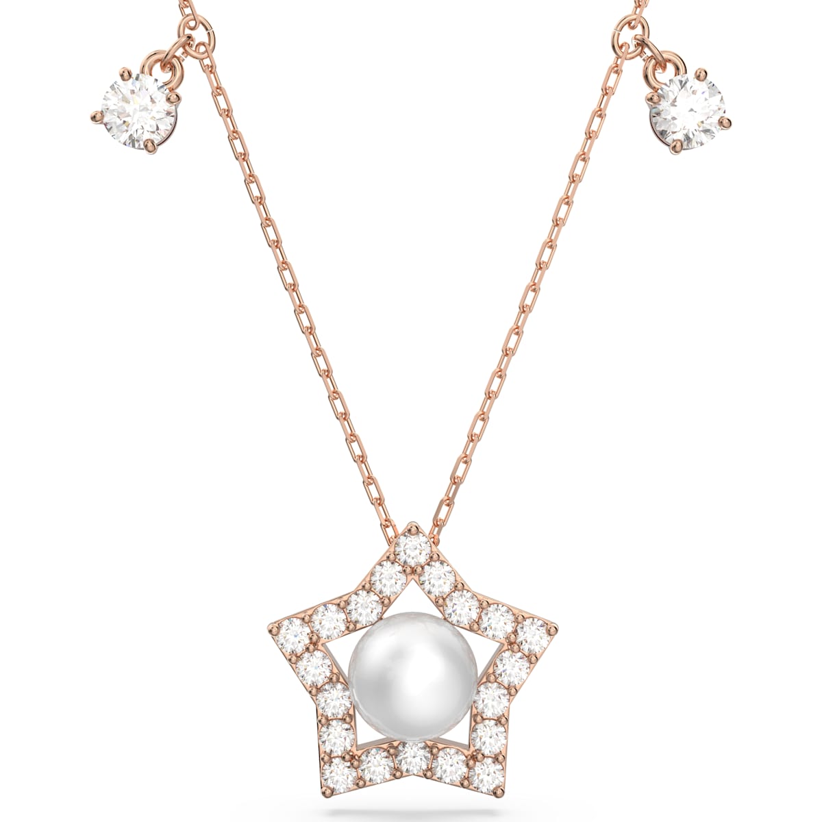 Stella Halskette, Kristallperlen, Stern, Weiß, Roségold-Legierungsschicht - CRYSTAL UNTERBERGER