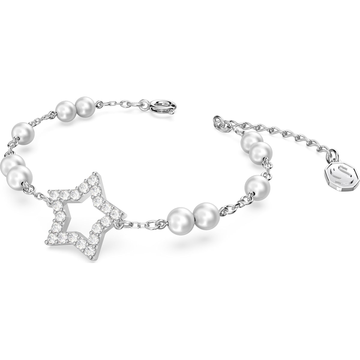 Swarovski - Stella Armband Kristallperlen, Stern, Weiß, Rhodiniert - CRYSTAL UNTERBERGER