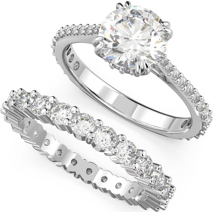 Constella Ring Set (2), Princess-Schliff, Weiß, Rhodiniert - CRYSTAL UNTERBERGER