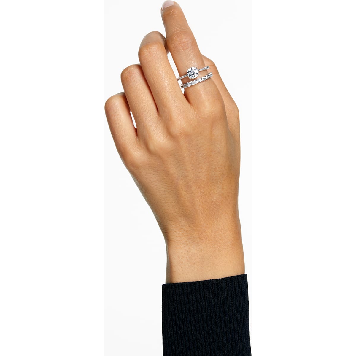 Constella Ring Set (2), Princess-Schliff, Weiß, Rhodiniert - CRYSTAL UNTERBERGER