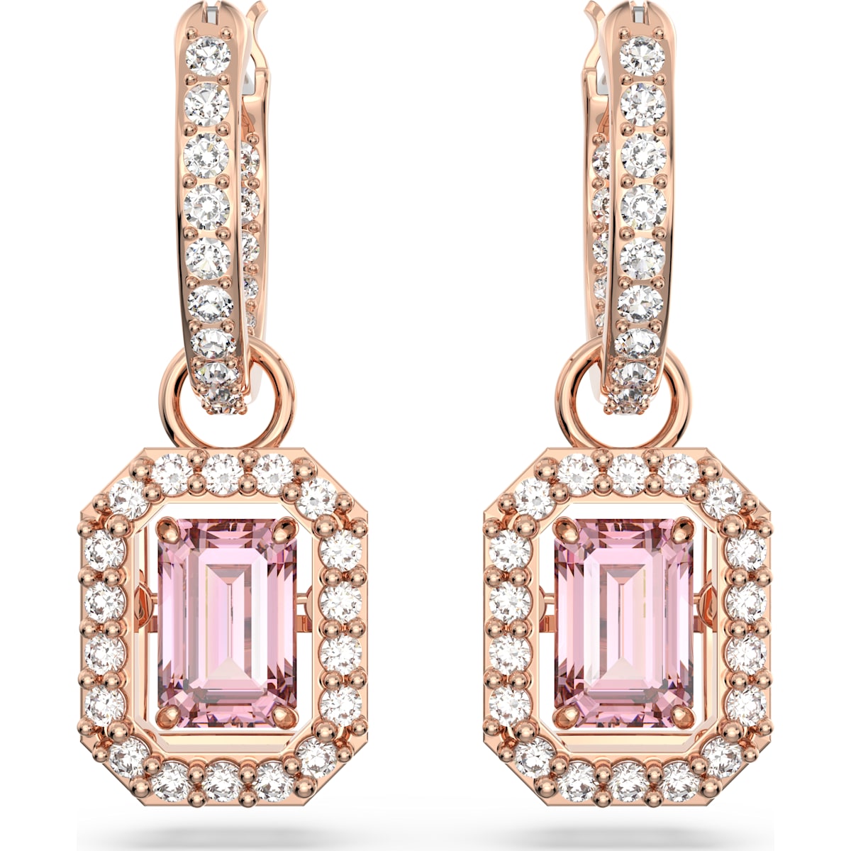 Millenia Drop-Ohrhänger Oktagon-Schliff, Rosa, Roségold-Legierungsschicht - CRYSTAL UNTERBERGER