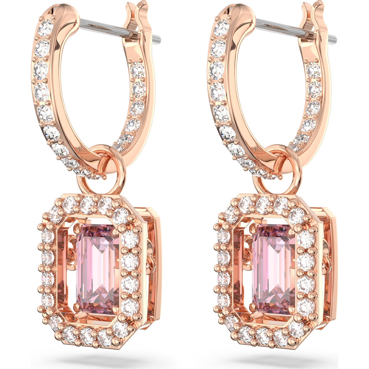 Millenia Drop-Ohrhänger Oktagon-Schliff, Rosa, Roségold-Legierungsschicht - CRYSTAL UNTERBERGER
