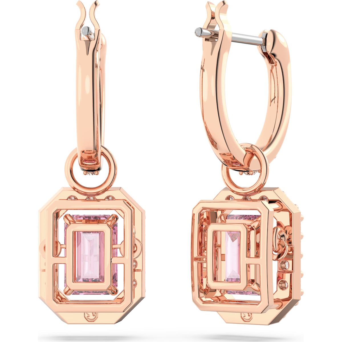 Millenia Drop-Ohrhänger Oktagon-Schliff, Rosa, Roségold-Legierungsschicht - CRYSTAL UNTERBERGER