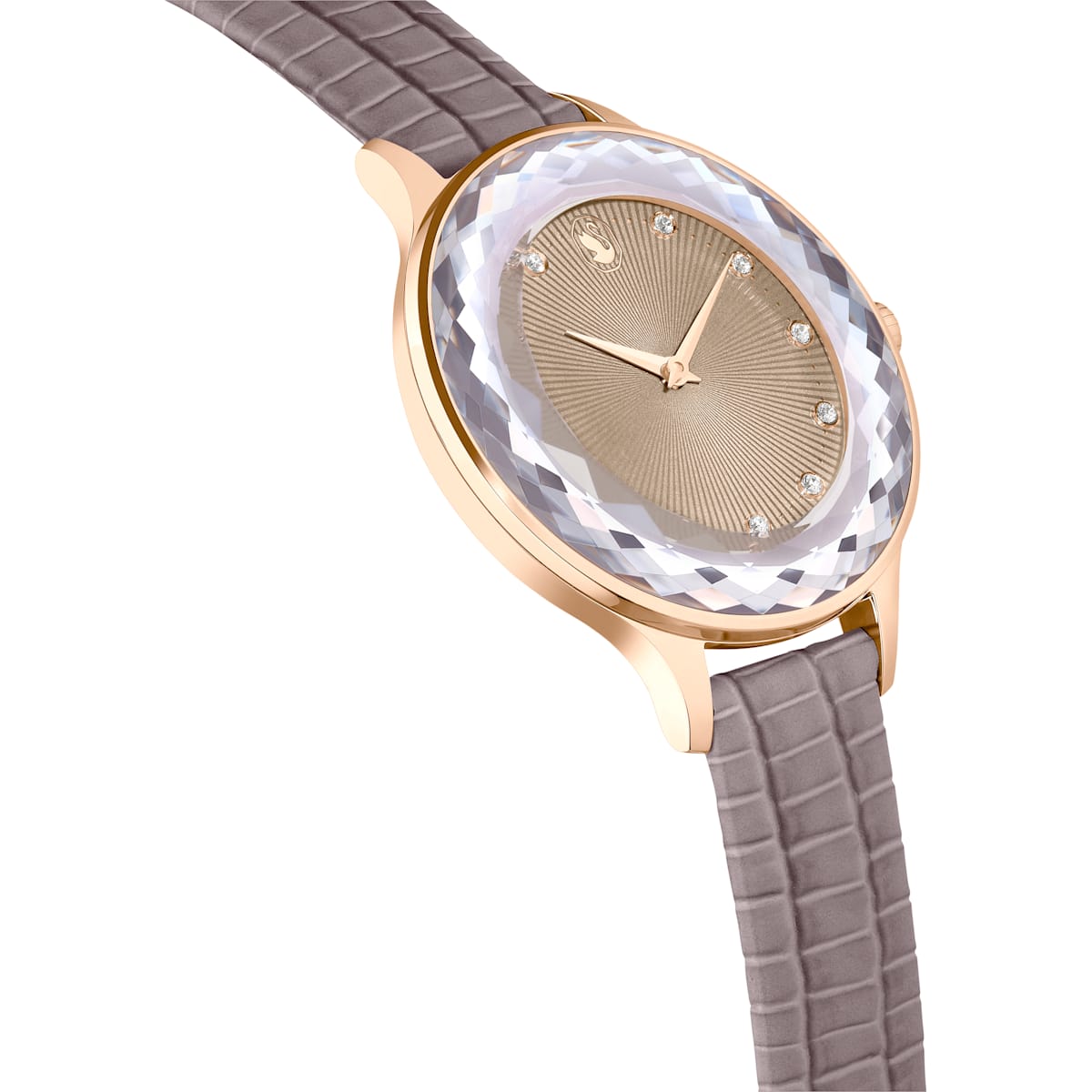 Octea Nova Uhr Schweizer Produktion, Lederarmband, Beige, Roségoldfarbenes Finish - CRYSTAL UNTERBERGER