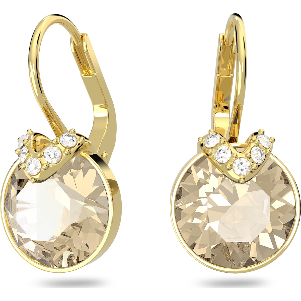 Bella V Drop-Ohrhänger Rundschliff, Goldfarben, Goldlegierungsschicht - CRYSTAL UNTERBERGER