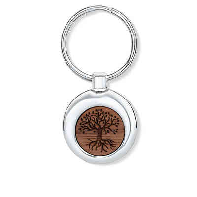 CRYSTALP - wood tree of life key ring  57mm - CRYSTAL UNTERBERGER