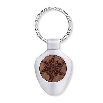 CRYSTALP - wood edelweiss key ring67mm - CRYSTAL UNTERBERGER