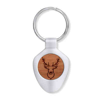 CRYSTALP - wood deer key ring  67mm - CRYSTAL UNTERBERGER