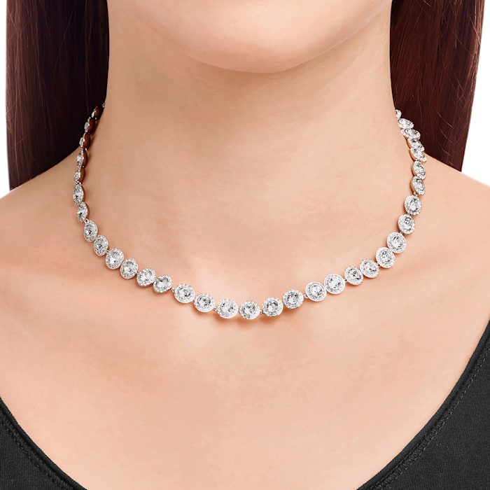 Swarovski - Angelic Halskette, Rund, Weiss, Goldlegierungsschicht - CRYSTAL UNTERBERGER