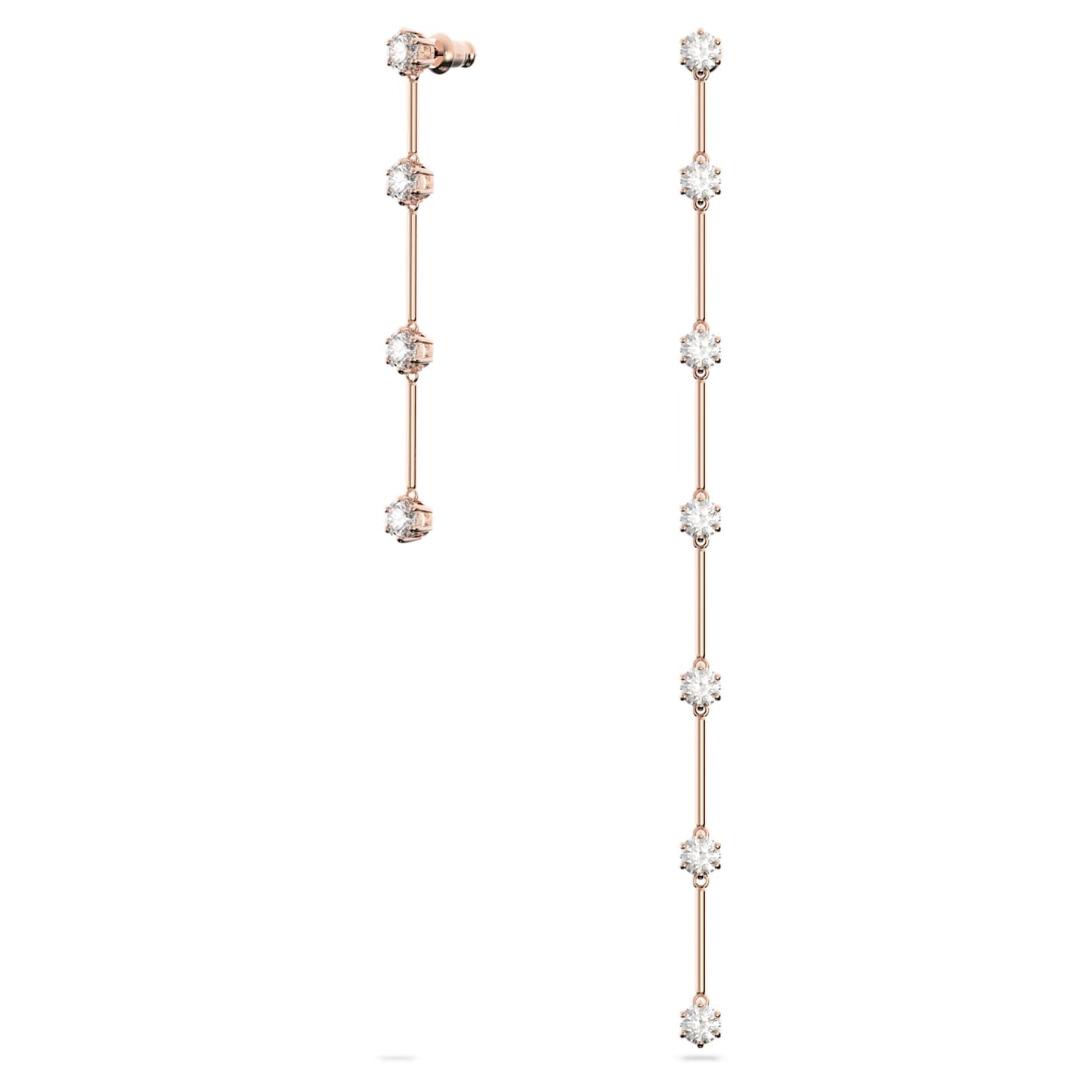 Swarovski - Constella Drop-Ohrhänger, Asymmetrisch, Weiß, Roségold-Legierungsschicht - CRYSTAL UNTERBERGER