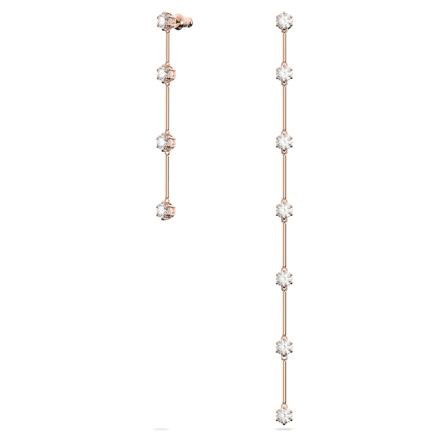 Swarovski - Constella Drop-Ohrhänger, Asymmetrisch, Weiß, Roségold-Legierungsschicht - CRYSTAL UNTERBERGER
