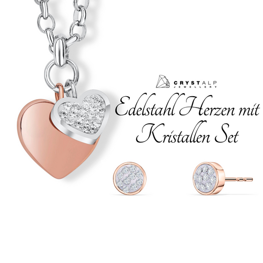 CRYSTALP - Edelstahl Herzen mit Kristallen Set - CRYSTAL UNTERBERGER