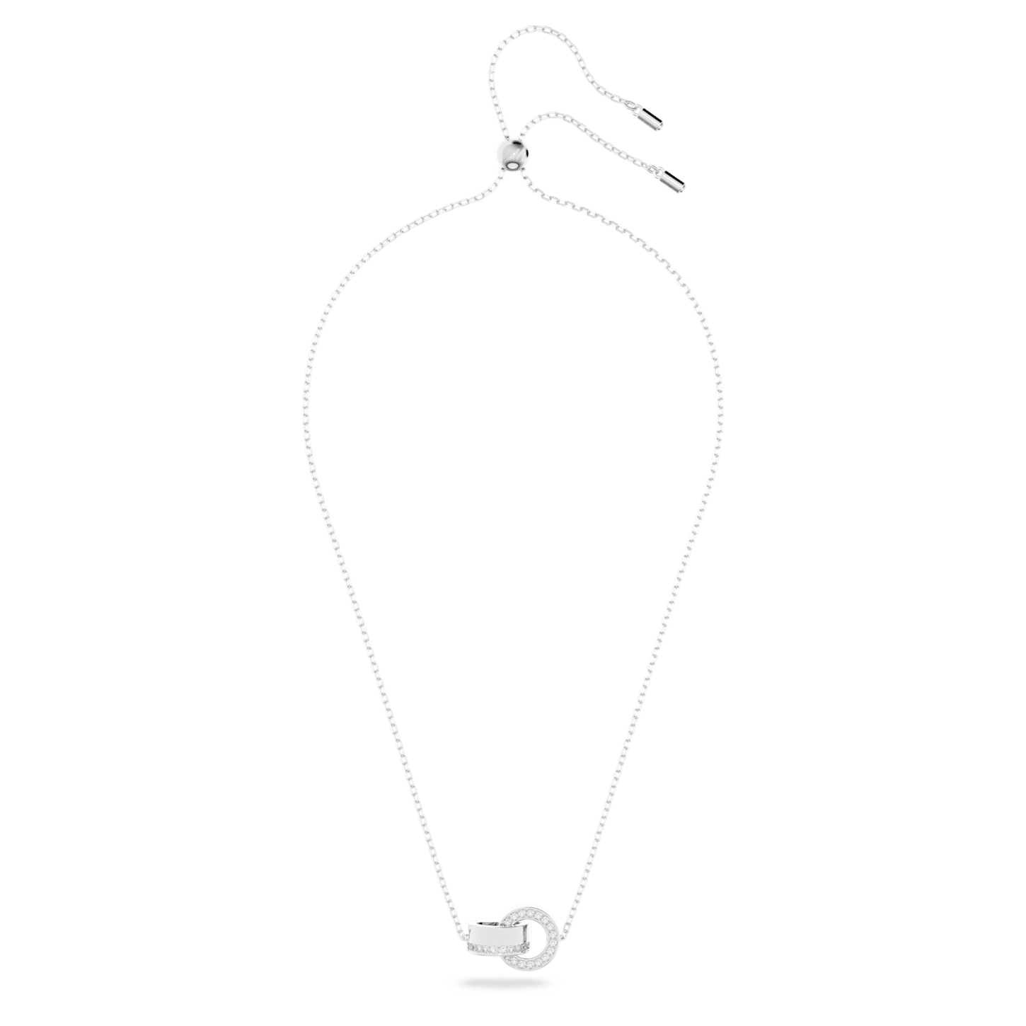 Swarovski - Hollow Anhänger Verflochtene Ringe, Klein, Weiß, Rhodiniert - CRYSTAL UNTERBERGER
