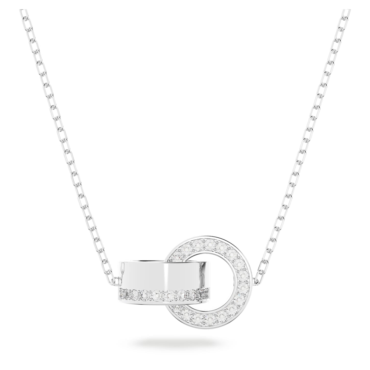 Swarovski - Hollow Anhänger Verflochtene Ringe, Klein, Weiß, Rhodiniert - CRYSTAL UNTERBERGER